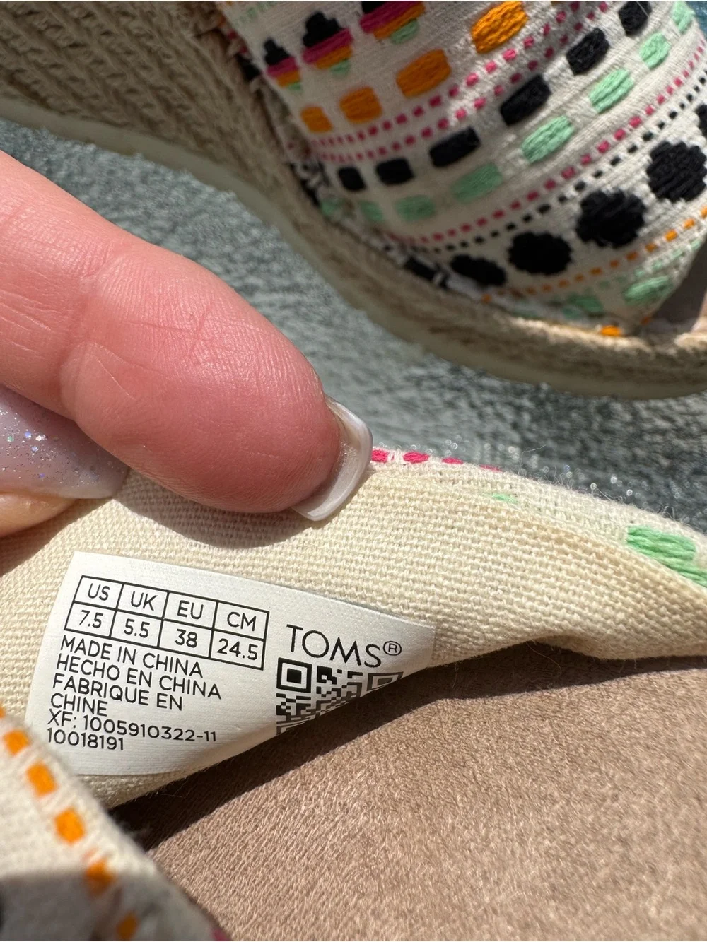 Toms Cream Multicolor Embroidered Wedge Sandals